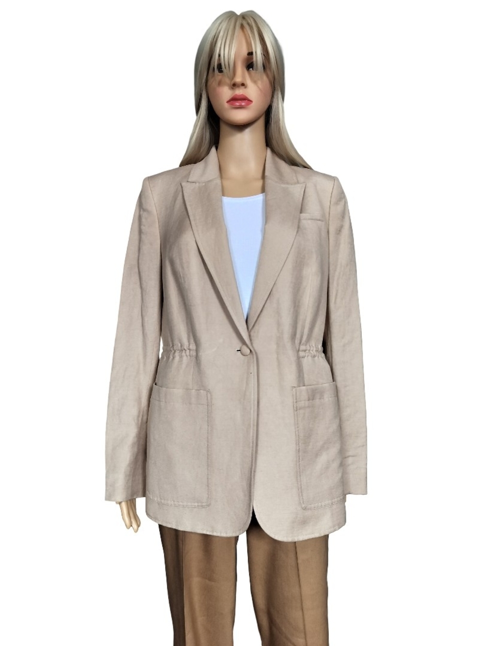 Calvin Klein Beige Single-Button Women's Blazer Size 8 NWOT